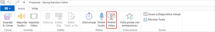 Video editor de iSpring Suite Como hacer un video en power point