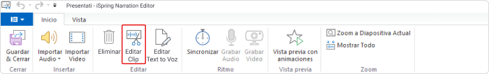 Editando un clip en iSpring Suite Editando un clip en iSpring Suite